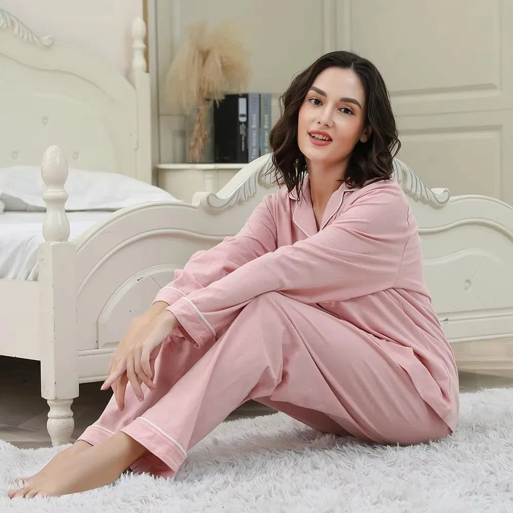 Cotton Luxury Pyjamas Family Woman 2 Piece Outfit Set Bamboo Long Sleepwear Pjs Pajamas Pijamas Mujer for Women