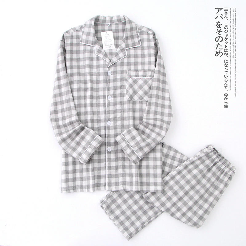 Conjunto de pijamas de manga larga suave transpirable con cintura elástica ropa de casa pijama de pareja