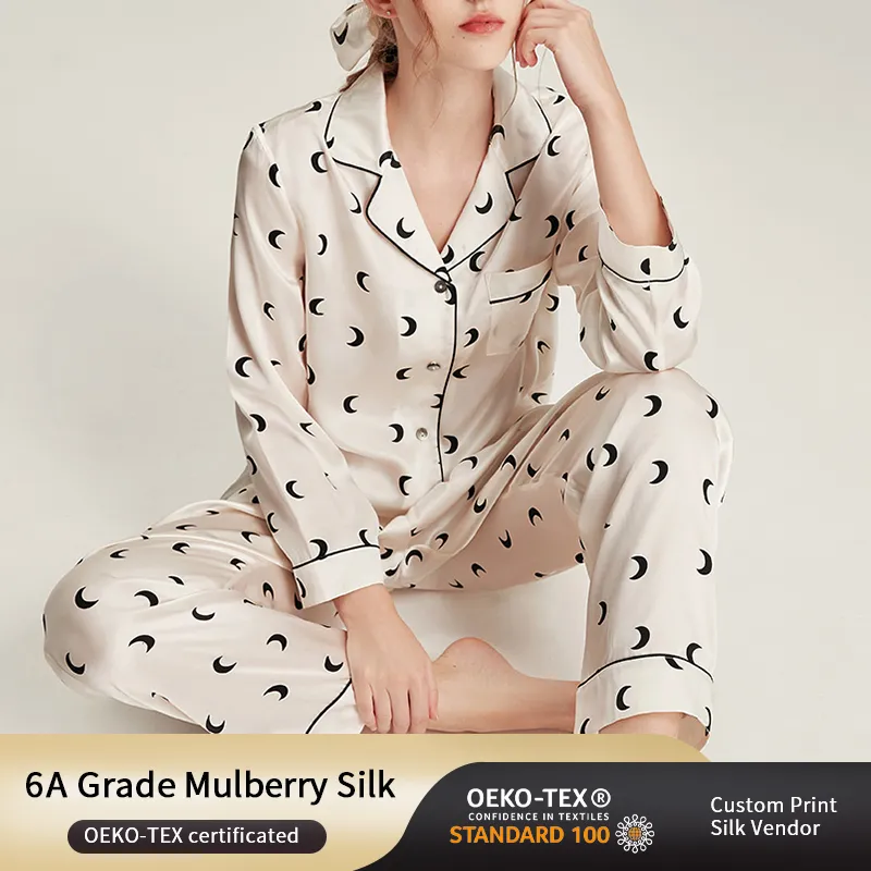 Pijamas de seda satinada personalizados para mujeres