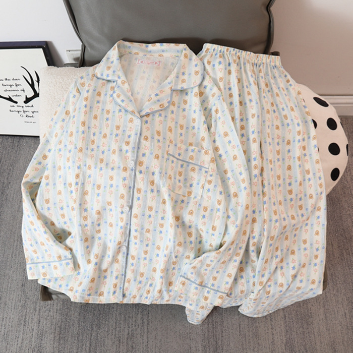 Los últimos pijamas de algodón para todas las estaciones, pijamas dulces personalizados para exteriores, conjunto de pijama para el hogar