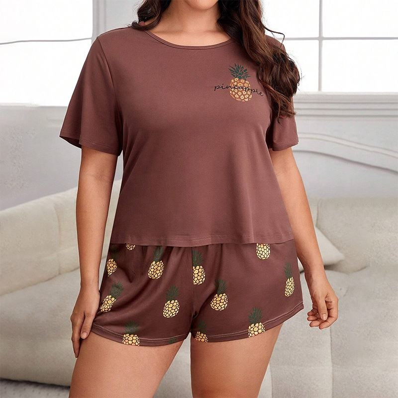 Conjunto de pijamas de talla grande para mujeres europeas y americanas, conjunto de verano