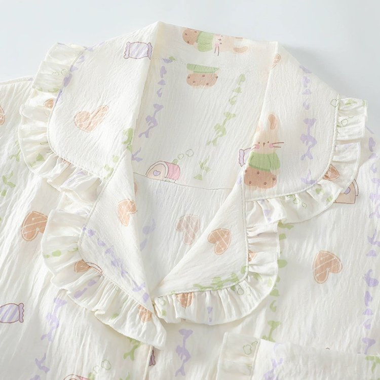 2025 Conjunto de Pijamas de Algodón Suave de Verano 3-Piece - Pijamas de Manga Corta y Pantalones Largos para Dormir en Casa