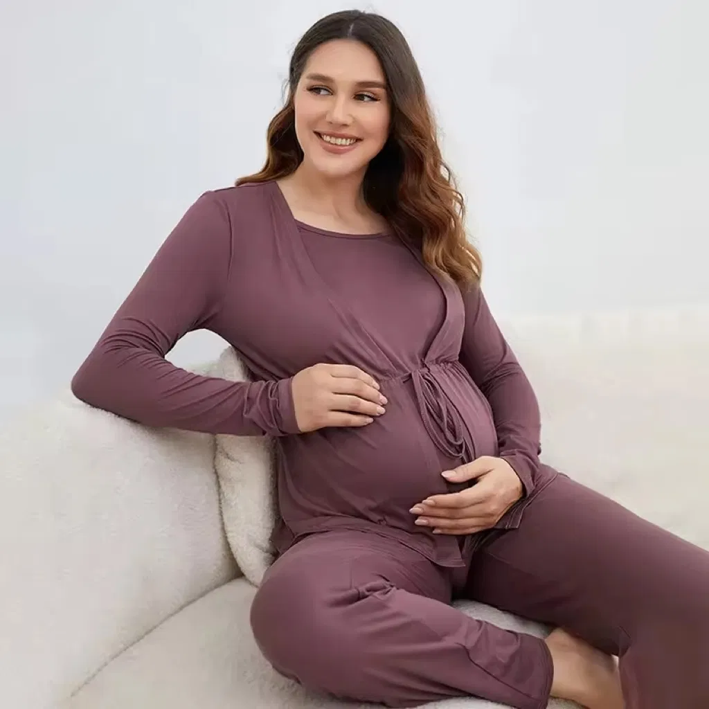 Nuevo Conjunto de Maternidad de Diseño de Bambú Conjunto de Ropa de Casa para Embarazadas Pijamas