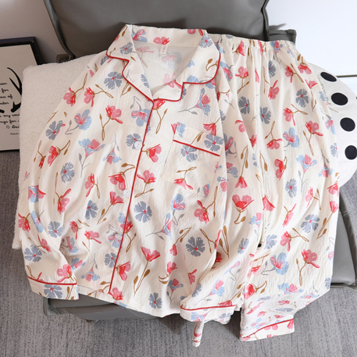 Los últimos pijamas de algodón para todas las estaciones, pijamas dulces personalizados para exteriores, conjunto de pijama para el hogar