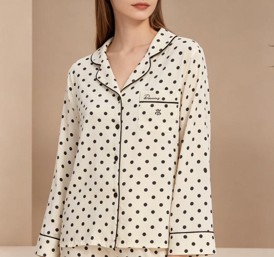 Conjunto de pijamas de manga larga premium, lujo para mujeres, ropa de dormir