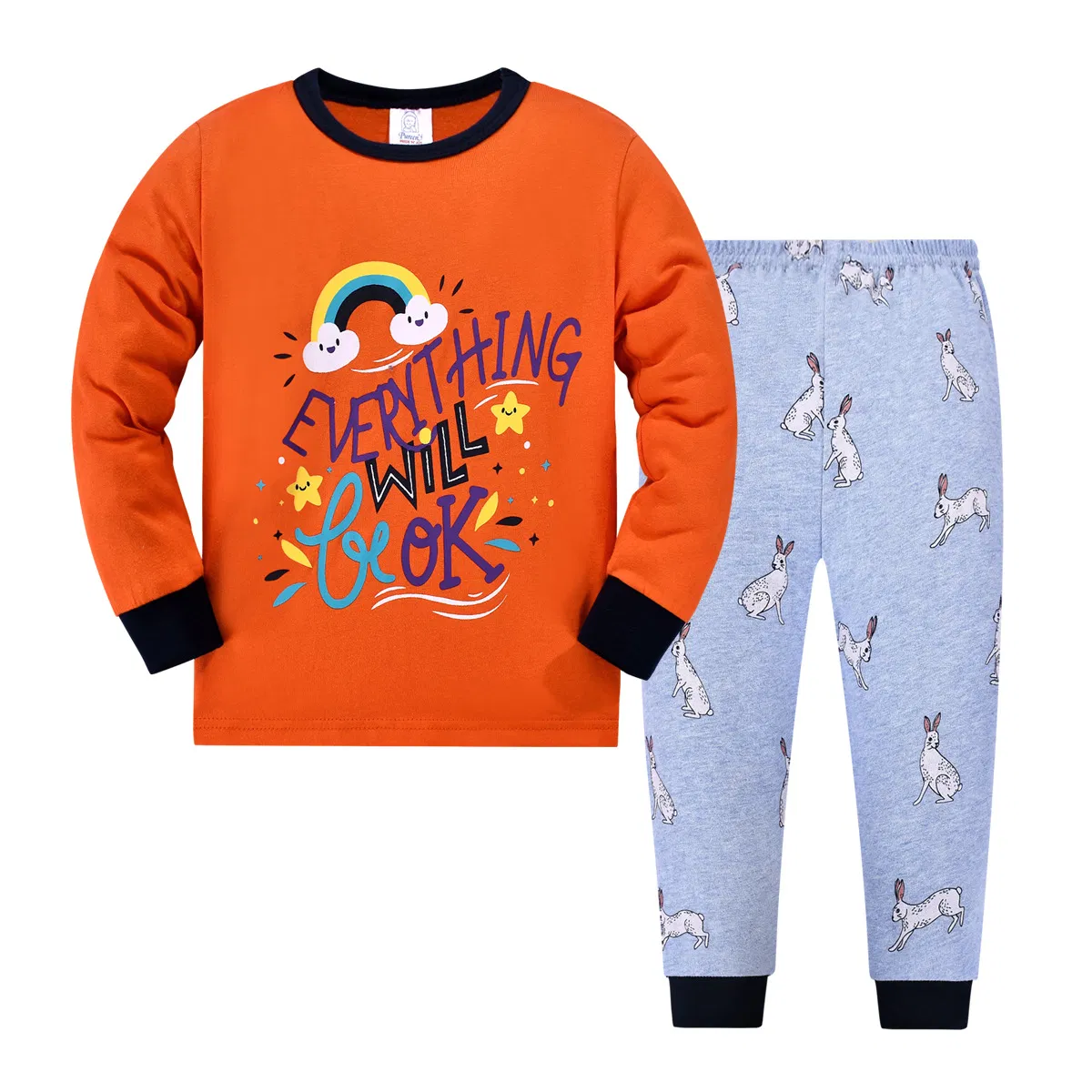 Conjunto de pijama para niños; pijamas de conejo de dibujos animados para niñas y niños, ropa de dormir para bebés, suave algodón para la noche