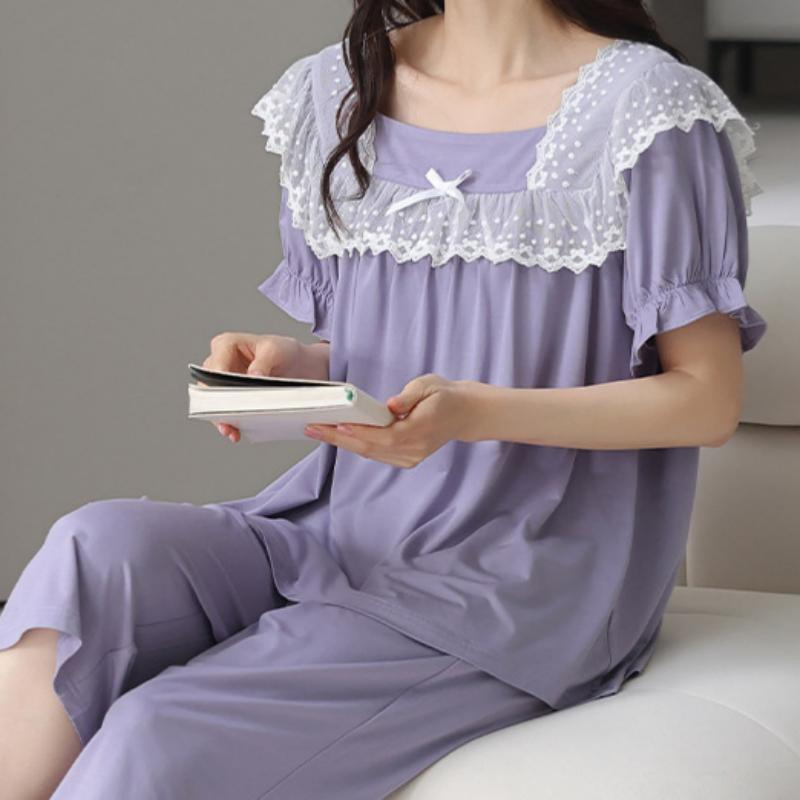 Conjunto de pijama de verano para mujeres de manga corta de modal delgado y suave 2026