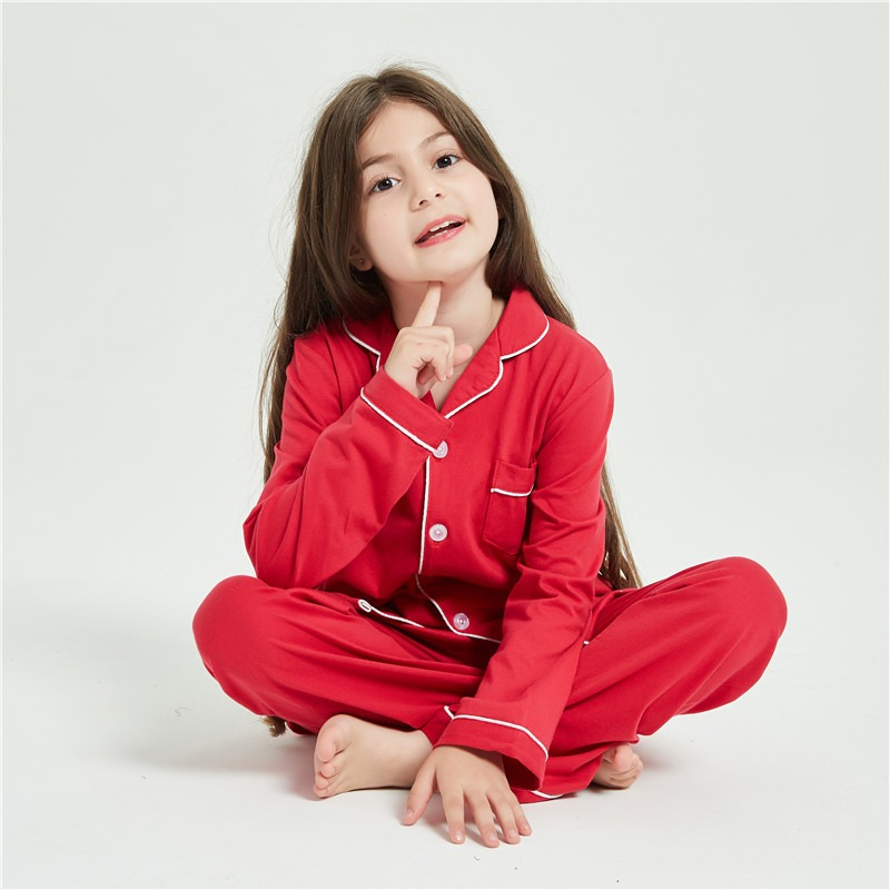 Pijamas de algodón para niños 100% ropa de dormir con mangas largas