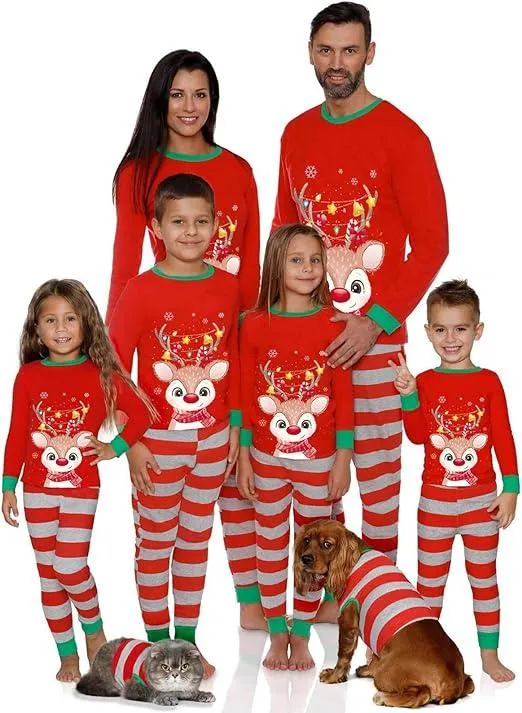 Conjunto de pijamas navideños a juego de alta calidad para toda la familia, suave, de manga larga, ropa de dormir para las fiestas