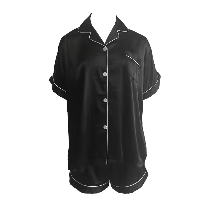 Conjunto de Pijamas de Satén de Seda para Mujeres 2 Conjunto de Pantalones Cortos de Pijama