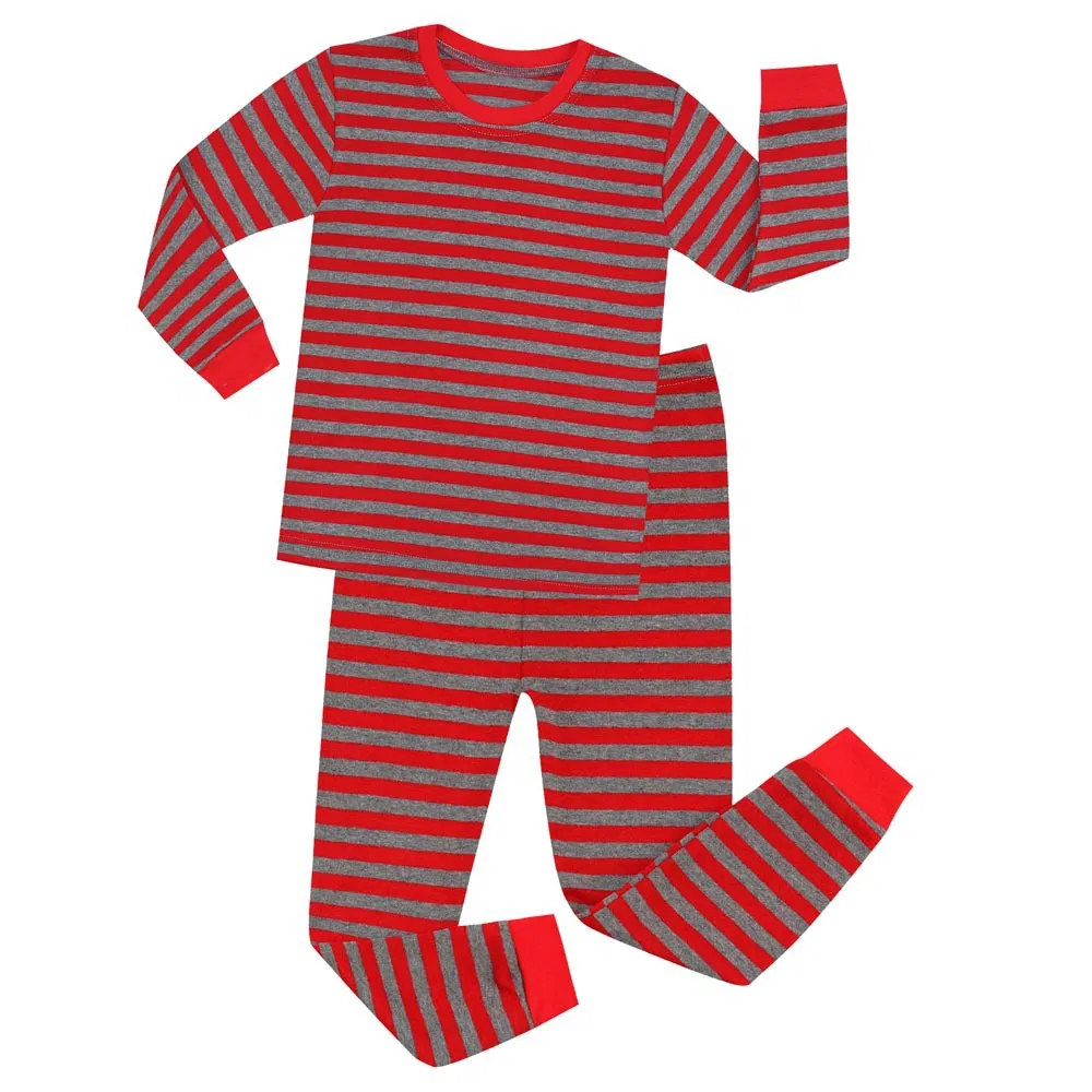 Ropa de dormir de algodón de alta calidad de manga larga a rayas para hombres, mujeres, niños y familias, atuendos casuales para fiestas navideñas