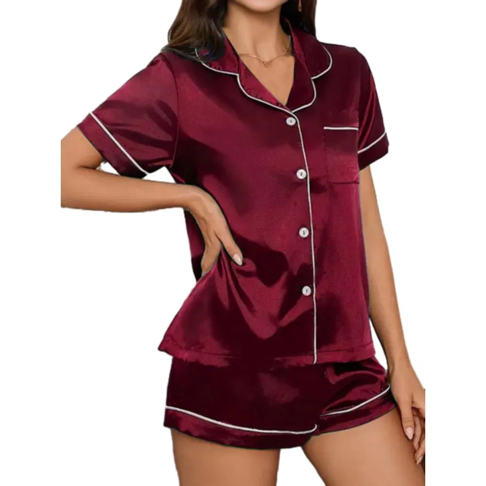 Mejor Vendedor Confort Fresco Pijama de Manga Corta Transpirable de Algodón Con Pantalones Cortos Conjuntos de Pijama para Mujeres