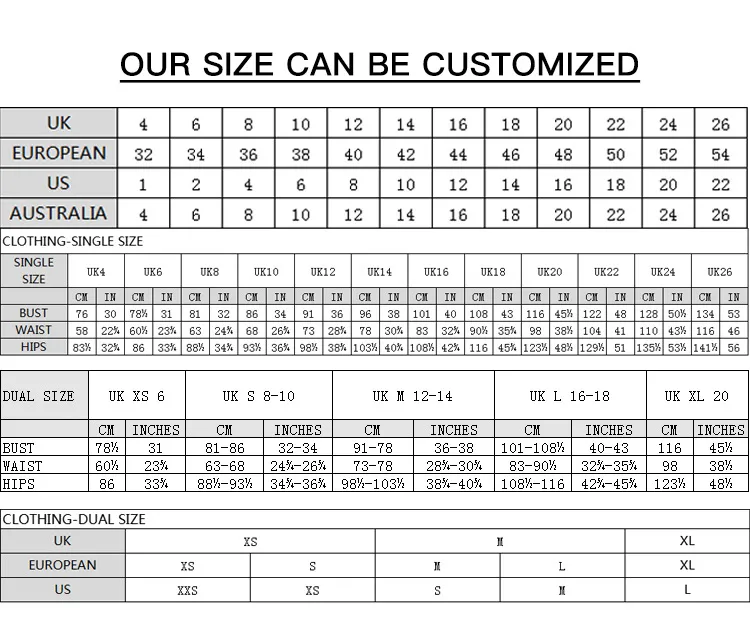 Guía de dimensiones de ropa