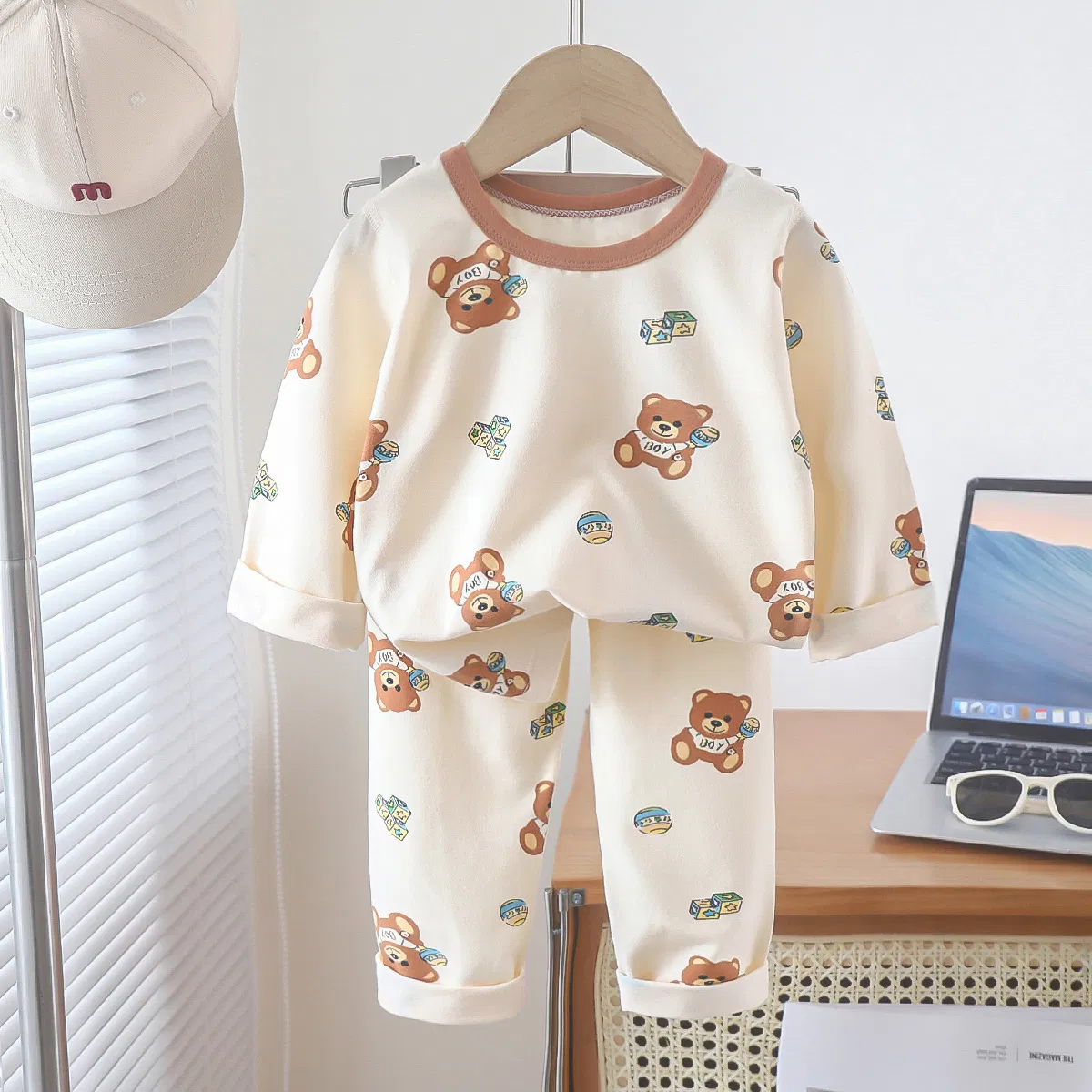 Conjunto de pijama al por mayor ropa infantil - Estampado de muñeco de nieve navideño