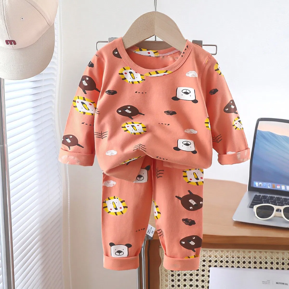 Conjunto de pijama al por mayor ropa infantil - Estampado de muñeco de nieve navideño