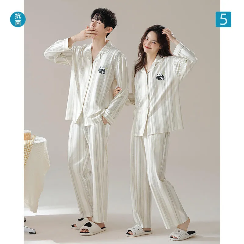 Pijamas largos cómodos y transpirables para hombres y mujeres