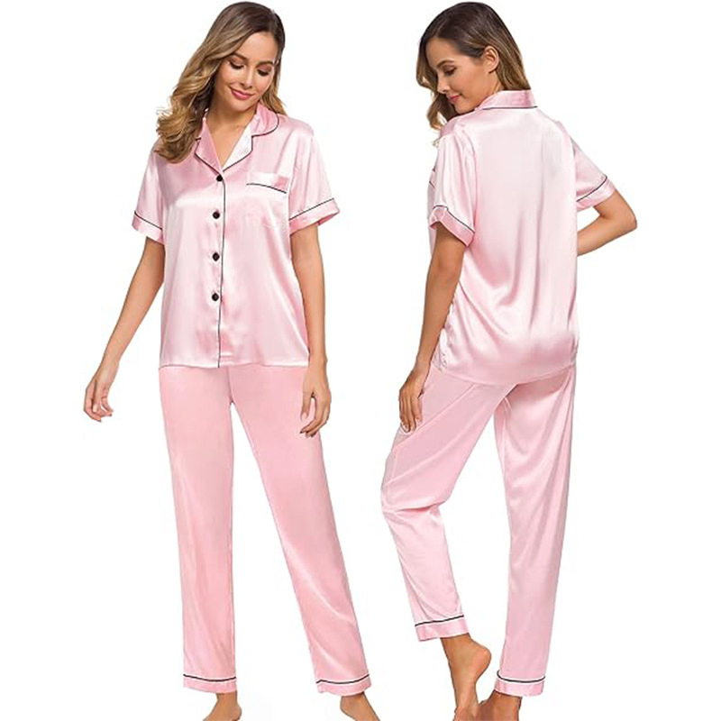 Conjunto de pijamas de satén para mujeres, ropa de dormir para el hogar, pijama de verano