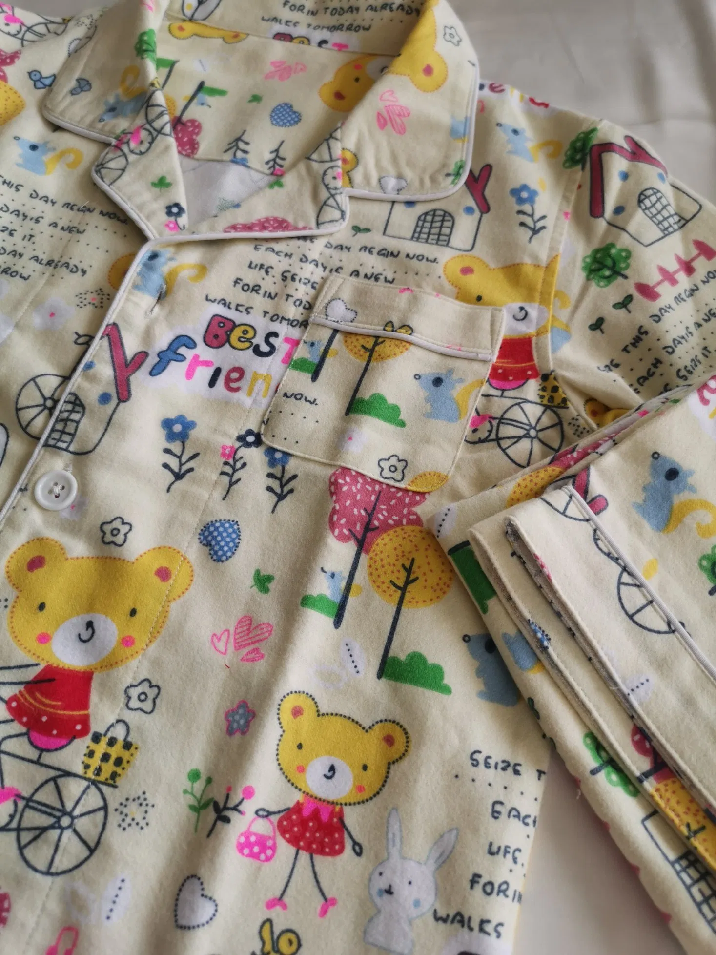 100% Pijamas de algodón de franela de alta calidad y cómodos para niños