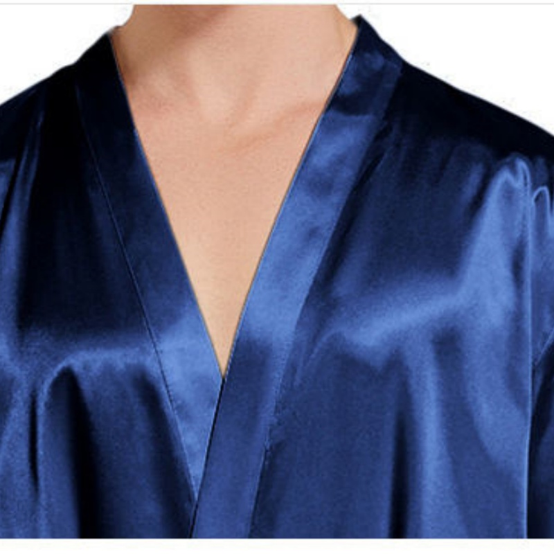 2026 Bata de satén sólida sexy de talla grande, kimono largo, vestido de noche, pijamas para hombres, bata de baño para hombres