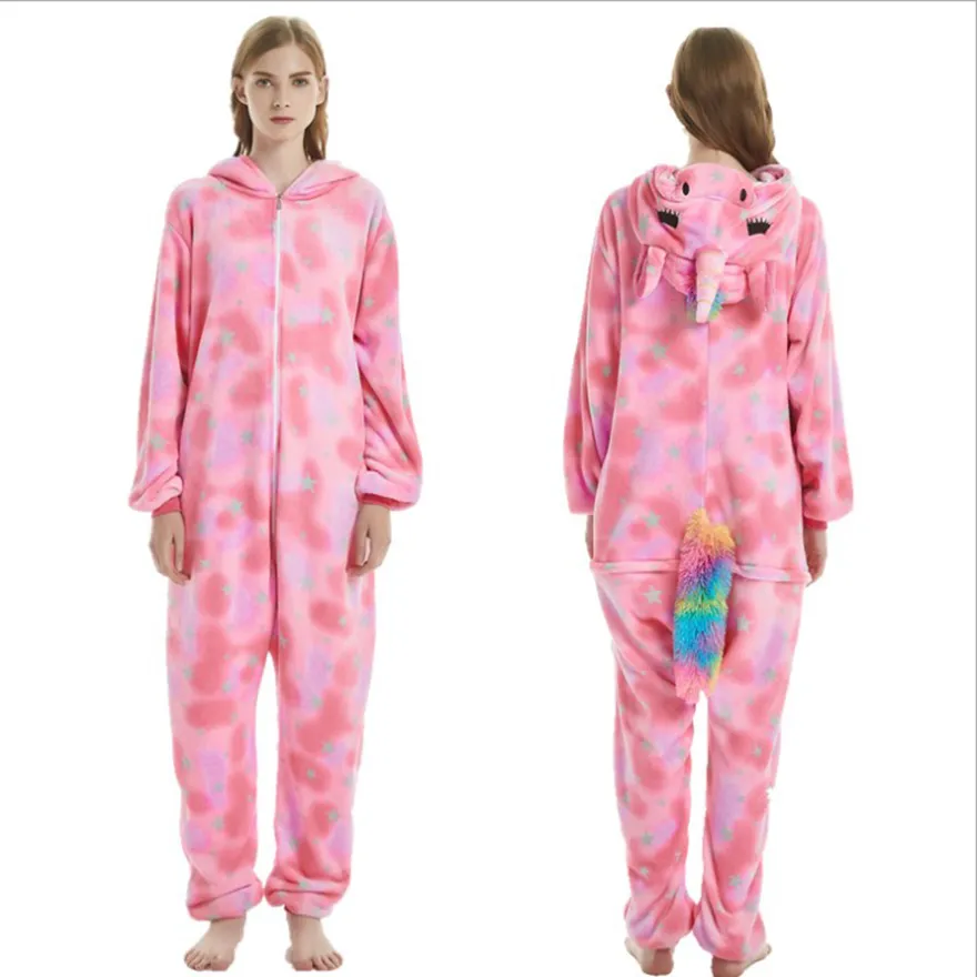 Diseño de unicornio para mujeres, pijama rosa en mono para uso de cosplay