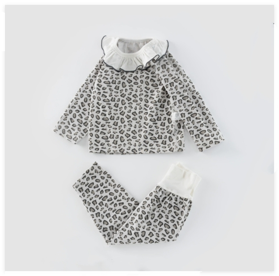 Pijamas infantiles suaves, elásticos, antistáticos y transpirables con estampado floral, ropa de casa de algodón para niños