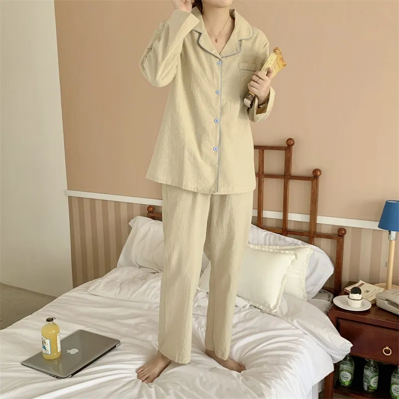 Conjunto de pijamas casuales de lino de algodón impreso digitalmente personalizado