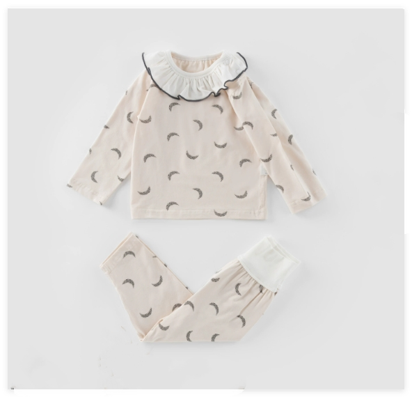 Pijamas infantiles suaves, elásticos, antistáticos y transpirables con estampado floral, ropa de casa de algodón para niños