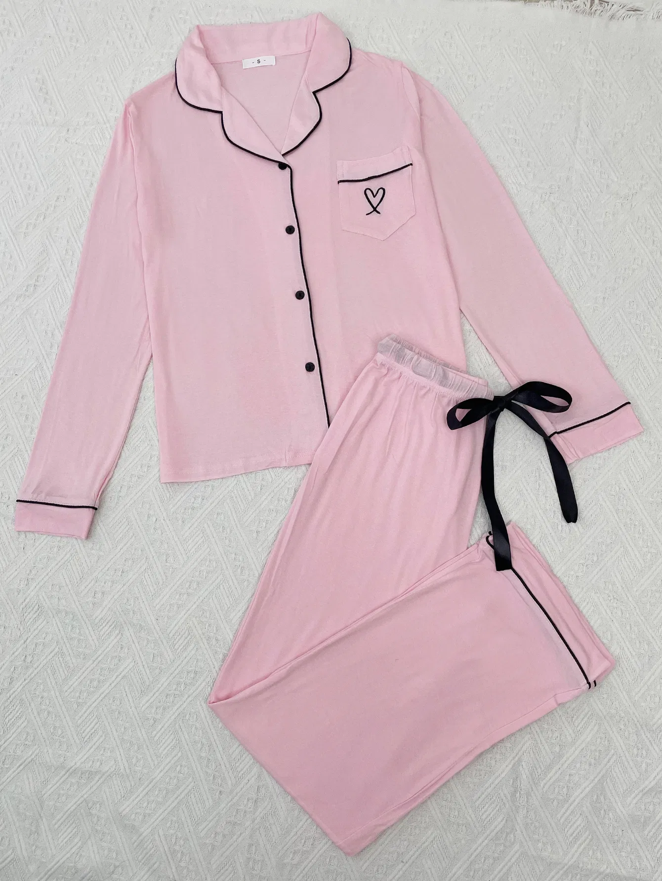 Conjunto de pijama de mujer de manga larga con solapa de algodón modal transpirable