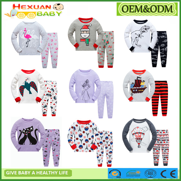 Pijamas familiares al por mayor 2-7y de algodón unisex para niños para otoño y verano - para niñas