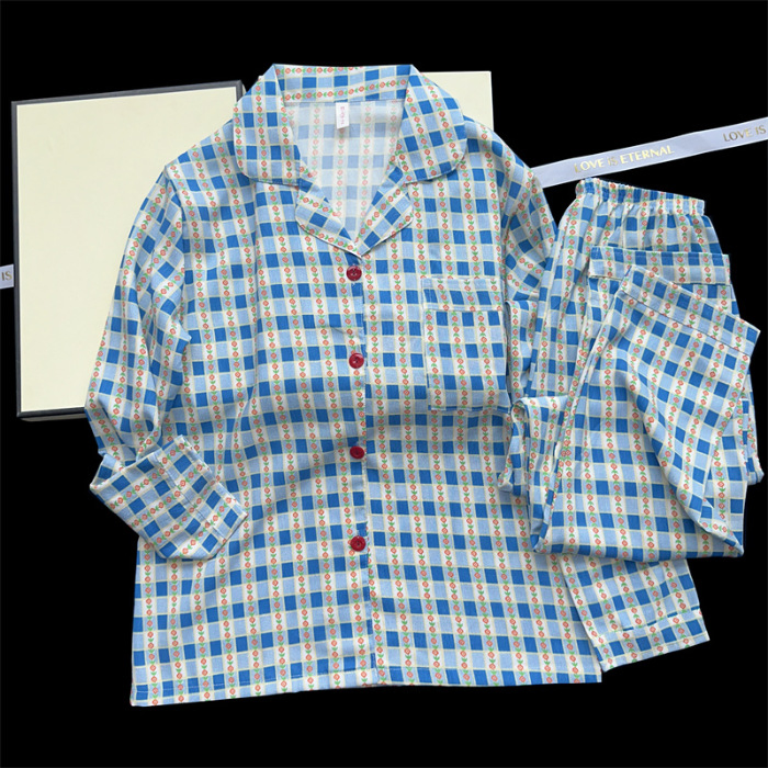 Los últimos pijamas de algodón para todas las estaciones, pijamas dulces personalizados para exteriores, conjunto de pijama para el hogar