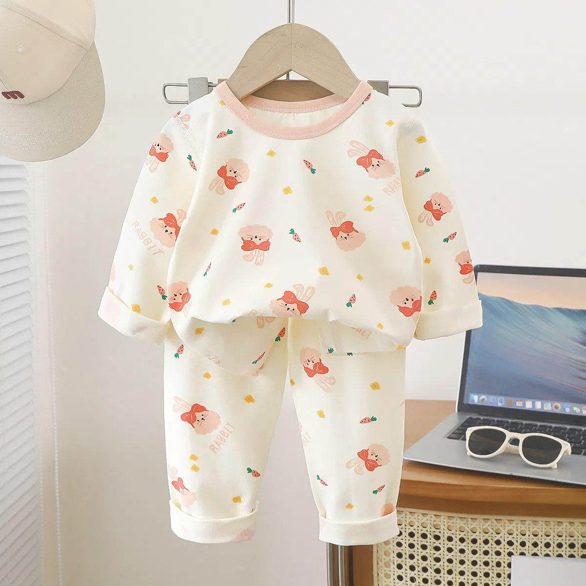 Conjunto de pijama al por mayor ropa infantil - Estampado de muñeco de nieve navideño
