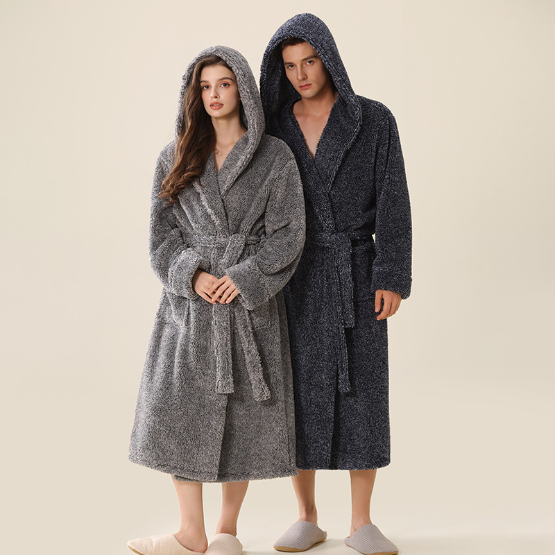 Bata de baño de franela de buena calidad personalizada para el hogar con pijamas de forro polar para parejas