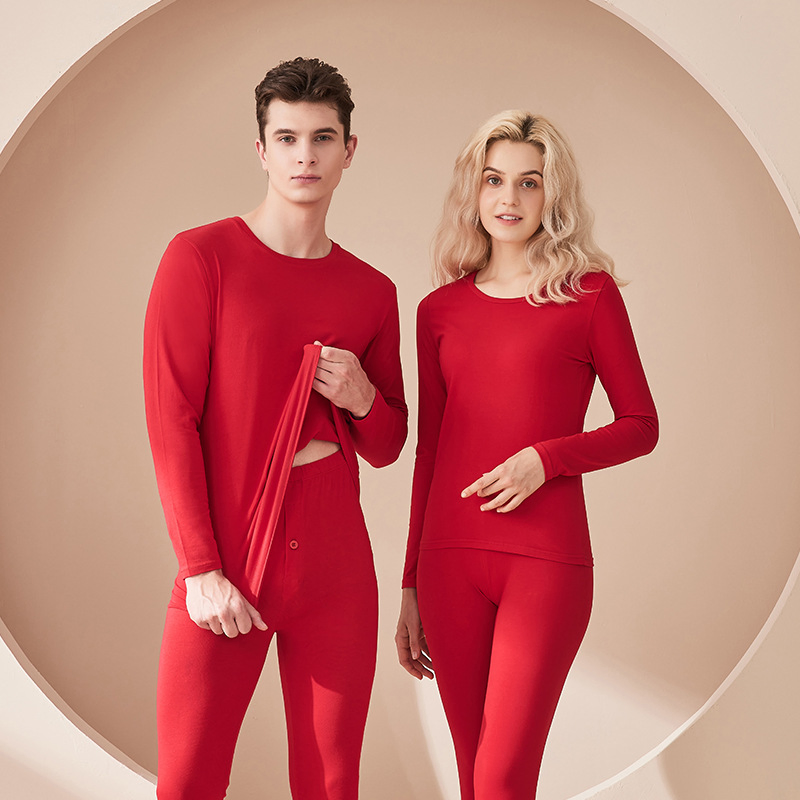 Pijama térmico largo unisex para pareja, ropa de dormir para clima frío 100% de algodón