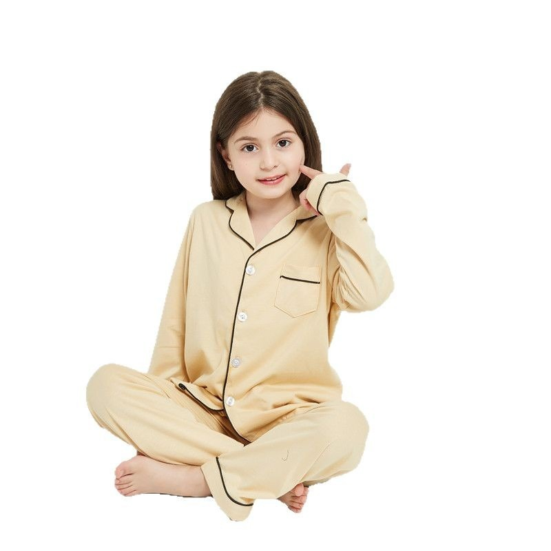 Pijamas de algodón para niños 100% ropa de dormir con mangas largas