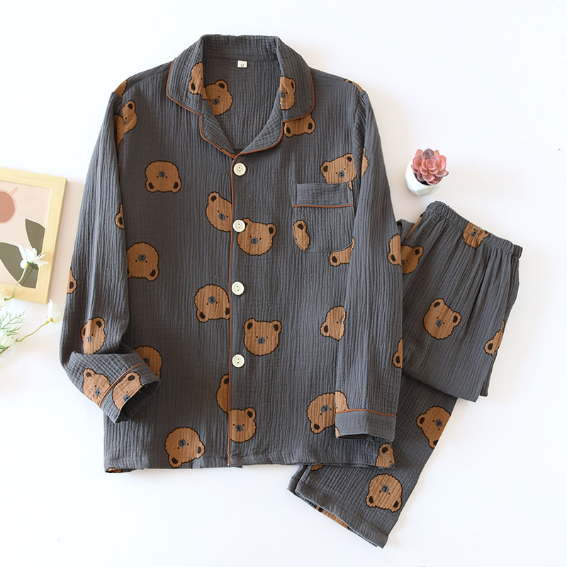 Conjunto de pijamas navideños personalizados con bordado, pijamas de oso de peluche para dormir