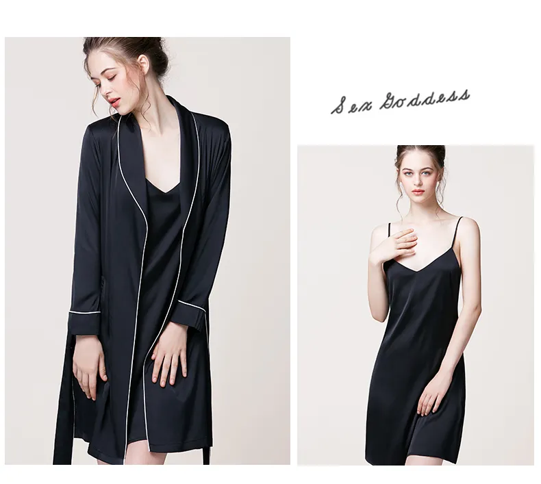 Vestido de noche sexy personalizado para mujer, pijama de seda de lujo