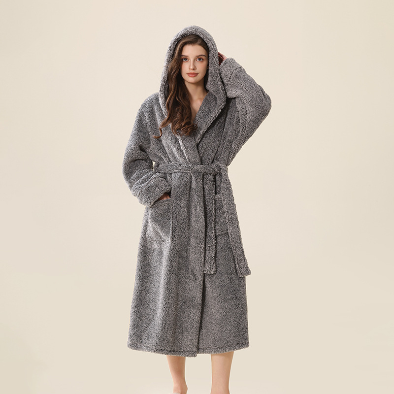 Bata de baño de franela de buena calidad personalizada para el hogar con pijamas de forro polar para parejas