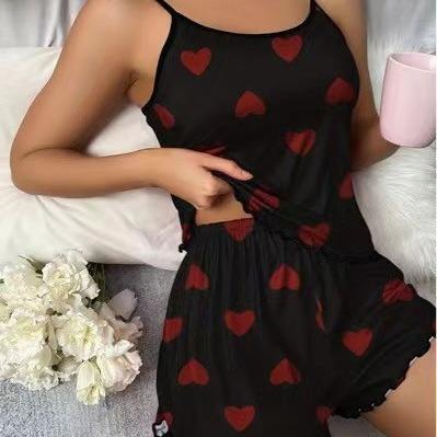 Venta al por mayor de fábricas en Europa y Estados Unidos, pijamas de verano para mujeres, dos conjuntos de ropa de descanso sexy, top halter y pantalones cortos