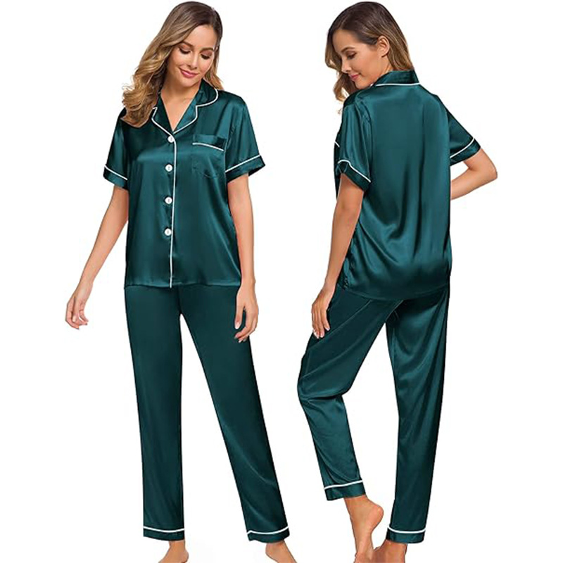 Conjunto de pijamas de satén para mujeres, ropa de dormir para el hogar, pijama de verano