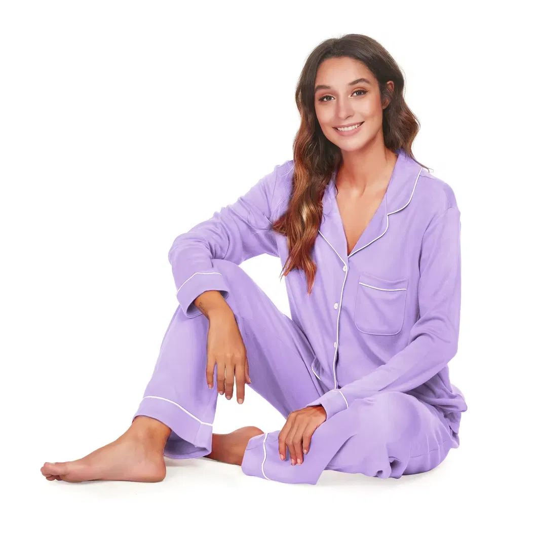 Conjunto de pijama para mujeres de manga larga, sostenible, de viscosa de bambú
