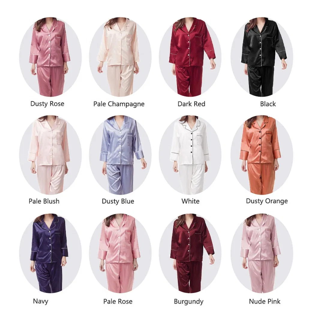Ropa de casa femenina de color sólido teñido en masa, ventas calientes, manga larga