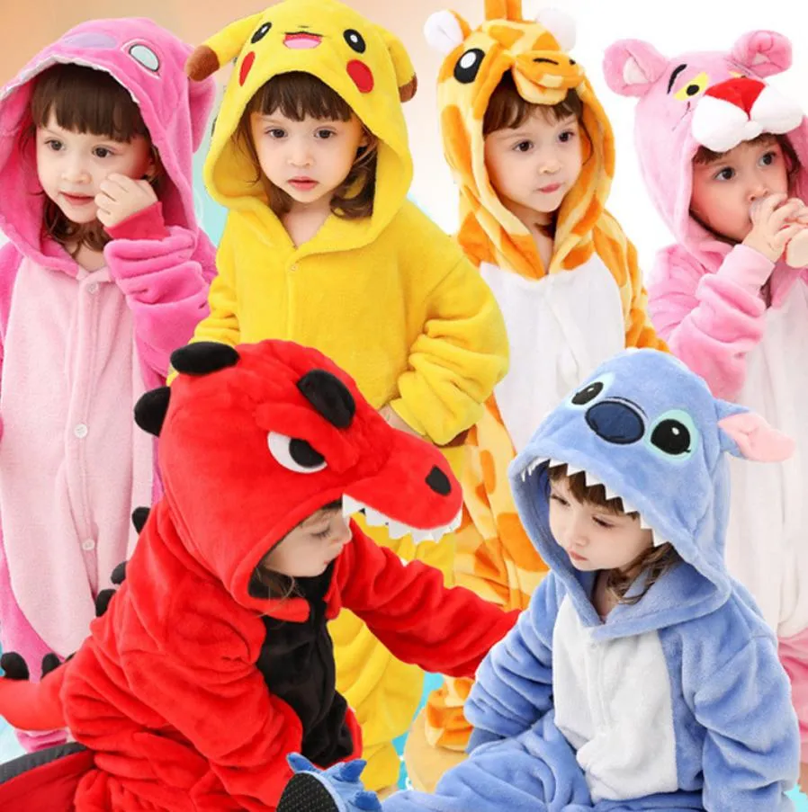 Pijama de casa de dibujos animados de animales para niños de otoño e invierno con capucha
