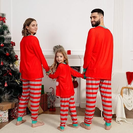 Conjunto de pijamas navideños a juego de alta calidad para toda la familia, suave, de manga larga, ropa de dormir para las fiestas
