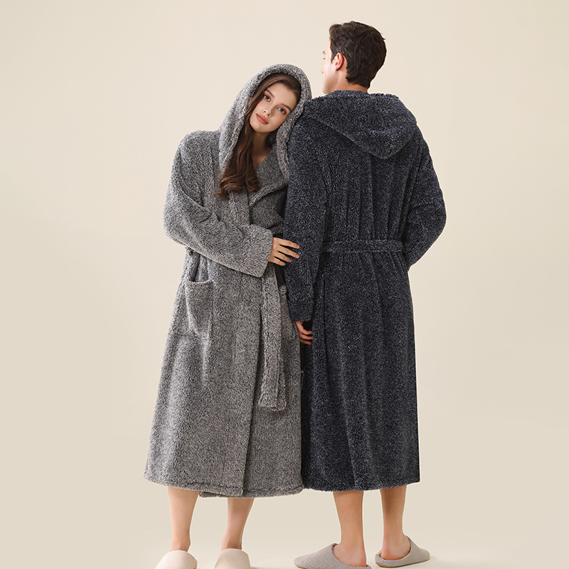 Bata de baño de franela de buena calidad personalizada para el hogar con pijamas de forro polar para parejas