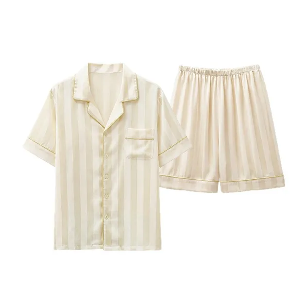 Conjunto de pijama de manga corta para hombres de seda suave
