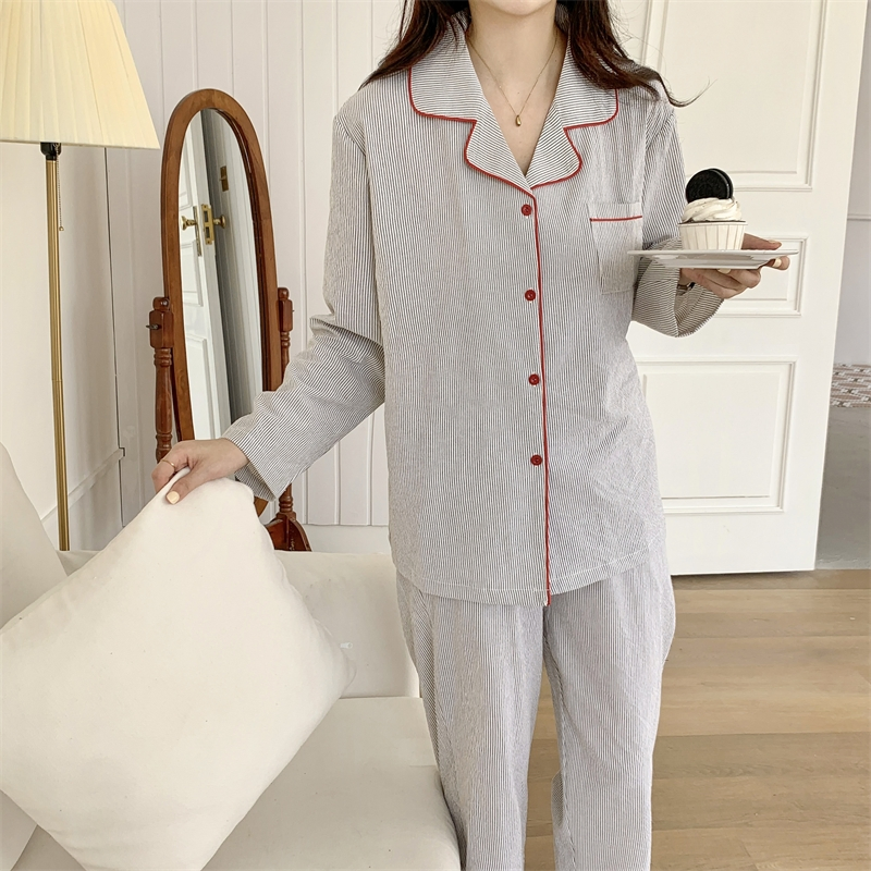 Conjunto de pijamas casuales de lino de algodón impreso digitalmente personalizado