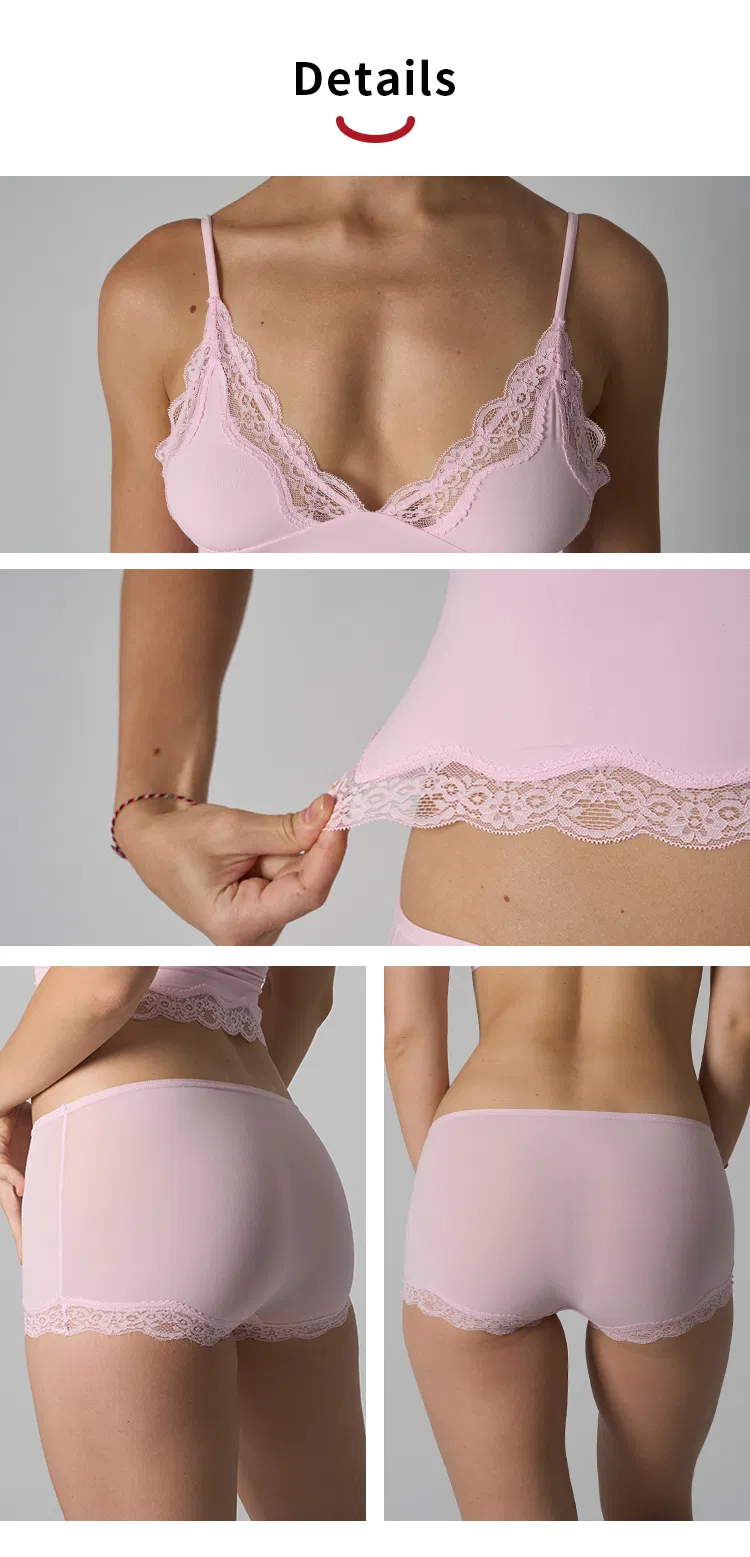 Conjunto de pijama de mujer con tirantes en V impresos, panty de alta elasticidad y bordes de encaje