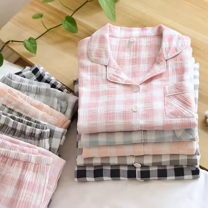 Pijama largo de rayas para mujeres, ropa de dormir cómoda para mujeres, algodón
