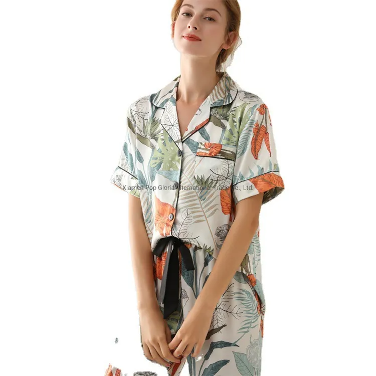 Elegante Mujeres Impresas Pijamas Ropa de Dormir y Ropa de Casa Suelta