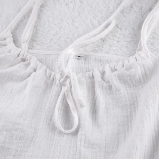 Conjunto de pijama de algodón crepe suave y transpirable, cómodo para el hogar, verano de chicas suaves